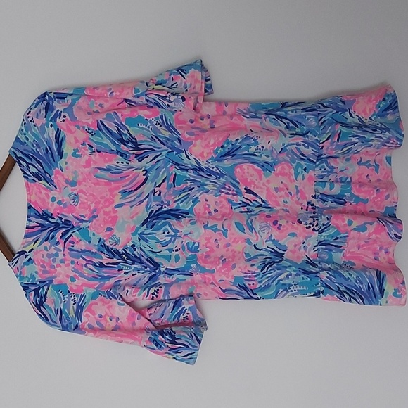Lilly Pulitzer Sorrento Dress Ruffled Sleeves and Hem Size 12/14 - Picture 2 of 6